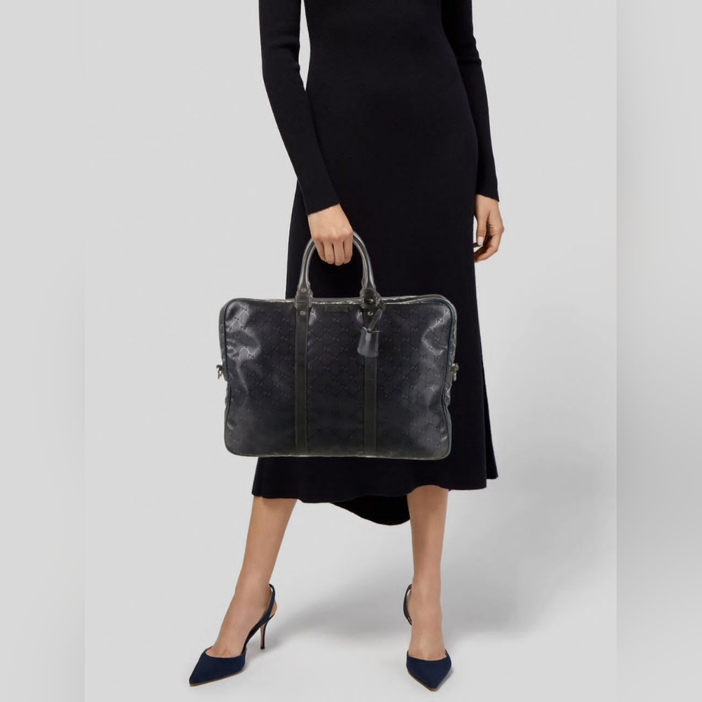 Gucci GG Imprimé Briefcase/Laptop Bag Navy Blue - Picture 6 of 14